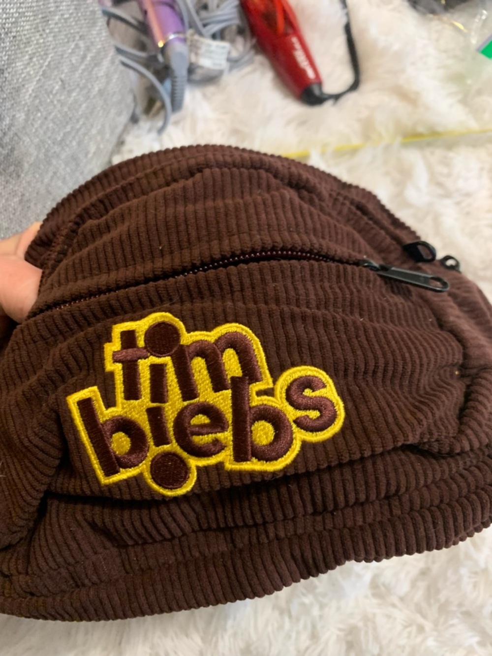 Justin Beiber Brown Corduroy Belt Bag Tim Hortons collectable